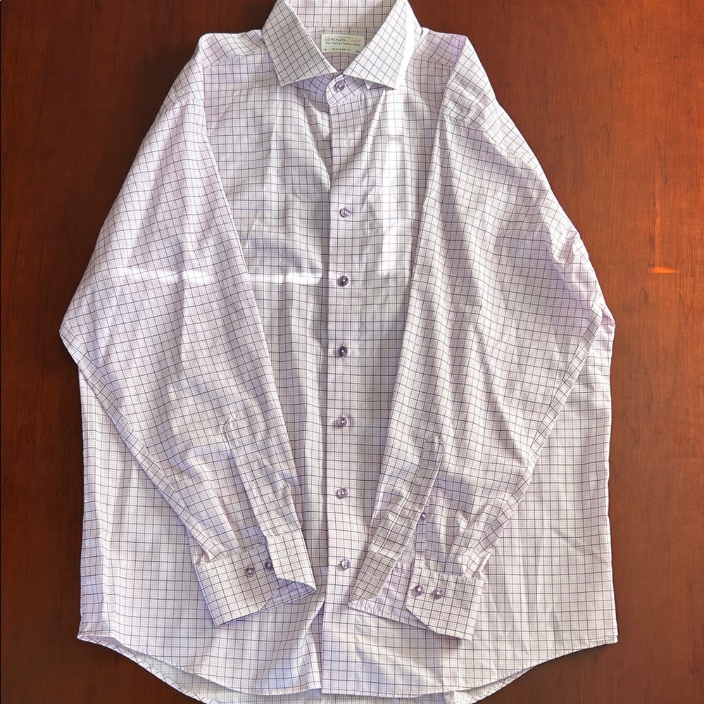 Lorenzo Uomo Lavender Checkered Button Down Shirt